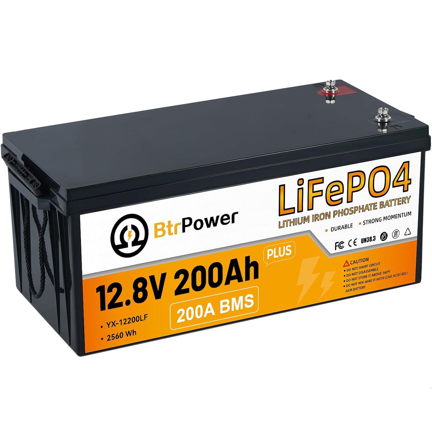 BtrPower 12V 200AH LiFePO4 Lithium Battery Pack 200A BMS for RV Marine Solar System Trolling Motor