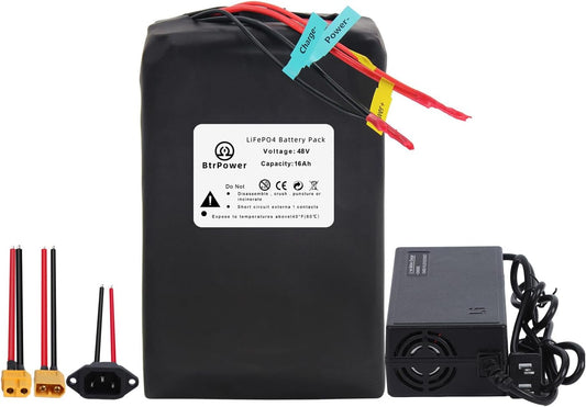 48V 16Ah Ebike Battery Pack LiFepo4 Lithium Batteries for 250W-750W Electric Bike Scooter 30A BMS