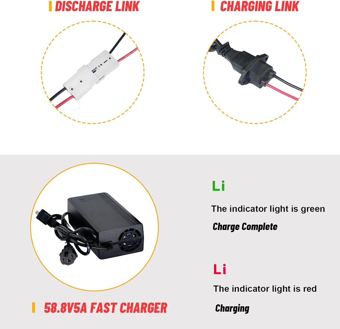 Ebike Battery 52V 30AH LiFePO4 Battery Pack with 5A Charger,50A BMS for 300W-1500W Motor Scooter