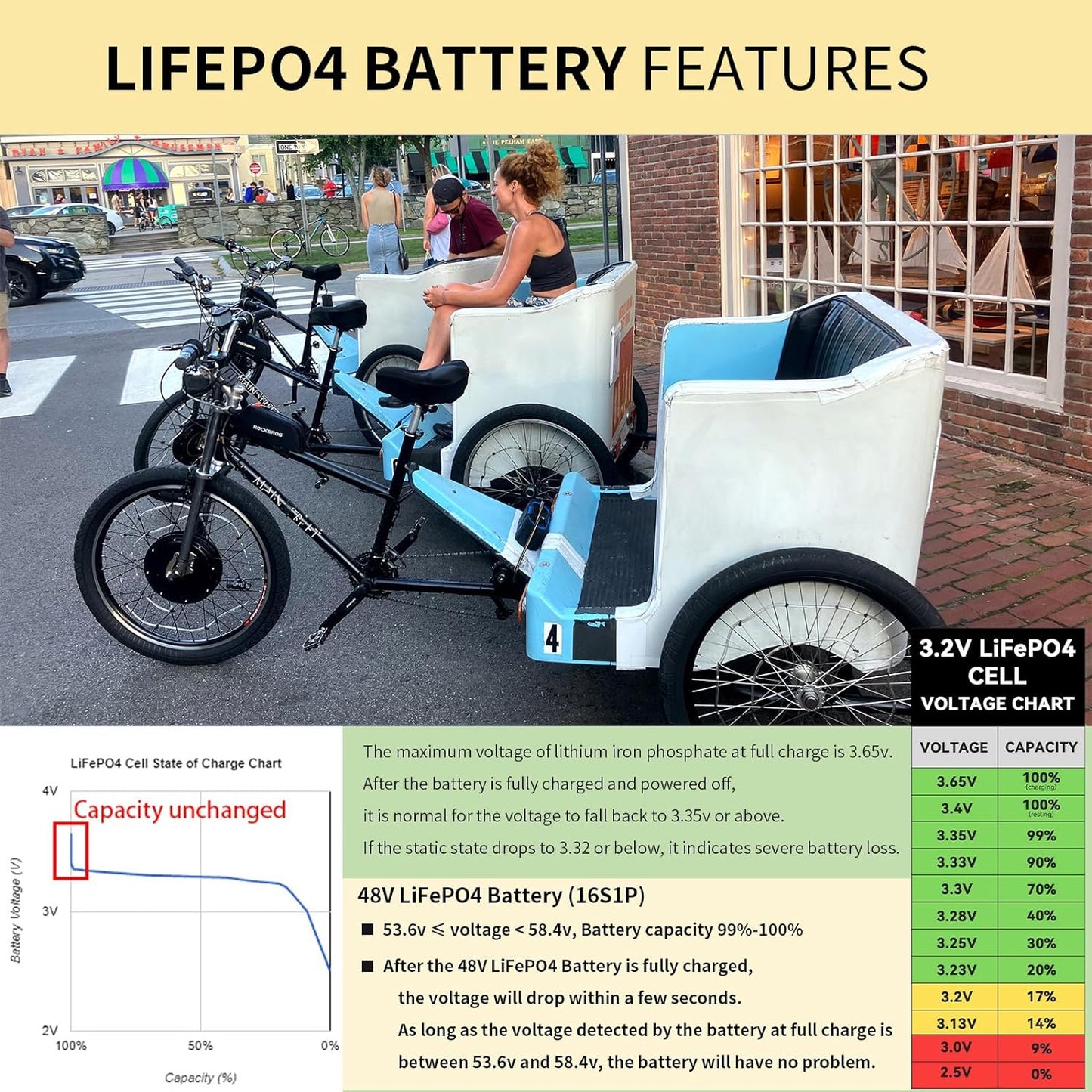 BtrPower Ebike Battery 48V 40AH LiFePO4 Battery Pack with 5A Charger, 50A BMS